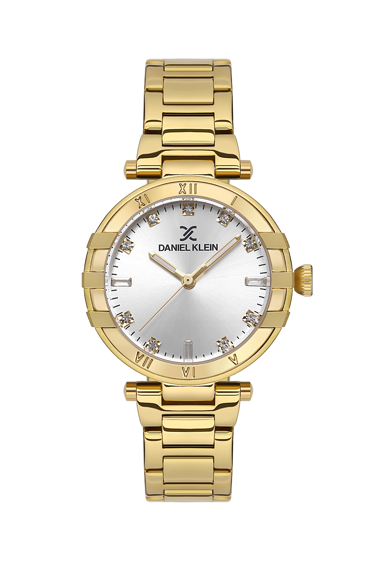 DANIEL KLEIN  DK.1.13609-3 GOLDEN STEEL BAND SILVER DIAL  FOR WOMEN