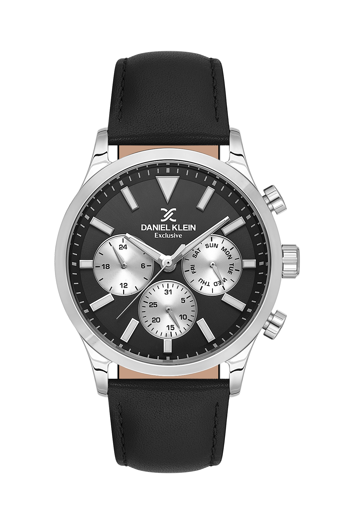 DANIEL KLEIN  DK.1.13745-1 BLACK LEATHER BAND BLACK DIAL  FOR MEN