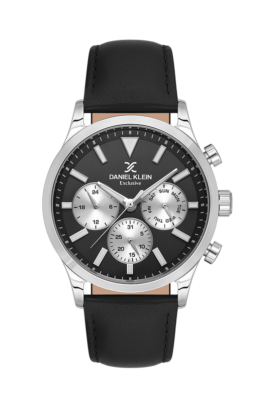 DANIEL KLEIN  DK.1.13745-1 BLACK LEATHER BAND BLACK DIAL  FOR MEN