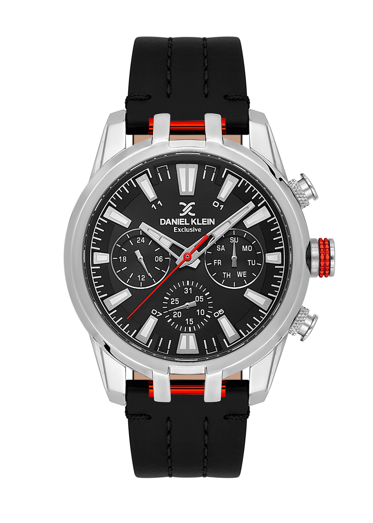 DANIEL KLEIN  DK.1.13803-1 BLACK LEATHER BAND BLACK DIAL  FOR MEN