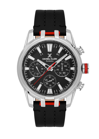DANIEL KLEIN  DK.1.13803-1 BLACK LEATHER BAND BLACK DIAL  FOR MEN