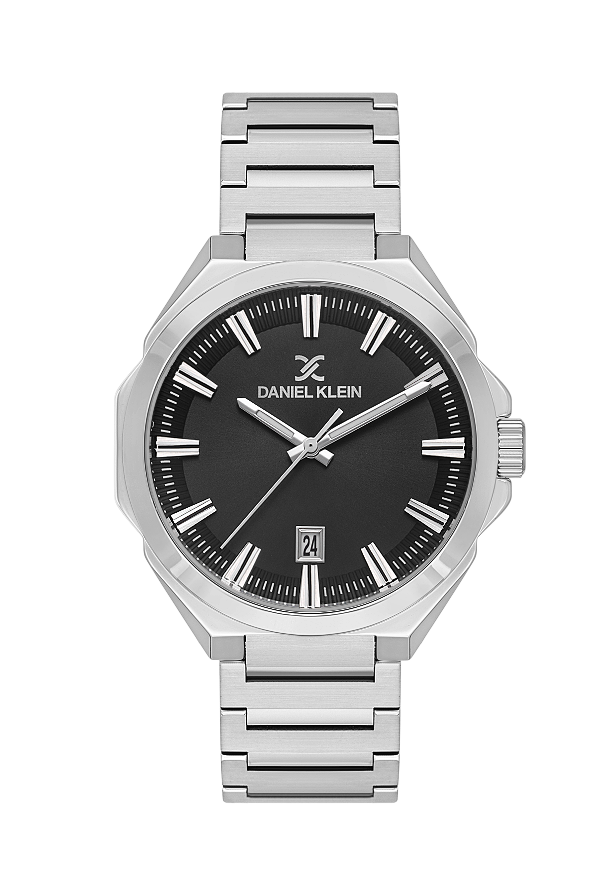 DANIEL KLEIN  DK.1.13811-1 SILVER STEEL BAND BLACK DIAL  FOR MEN