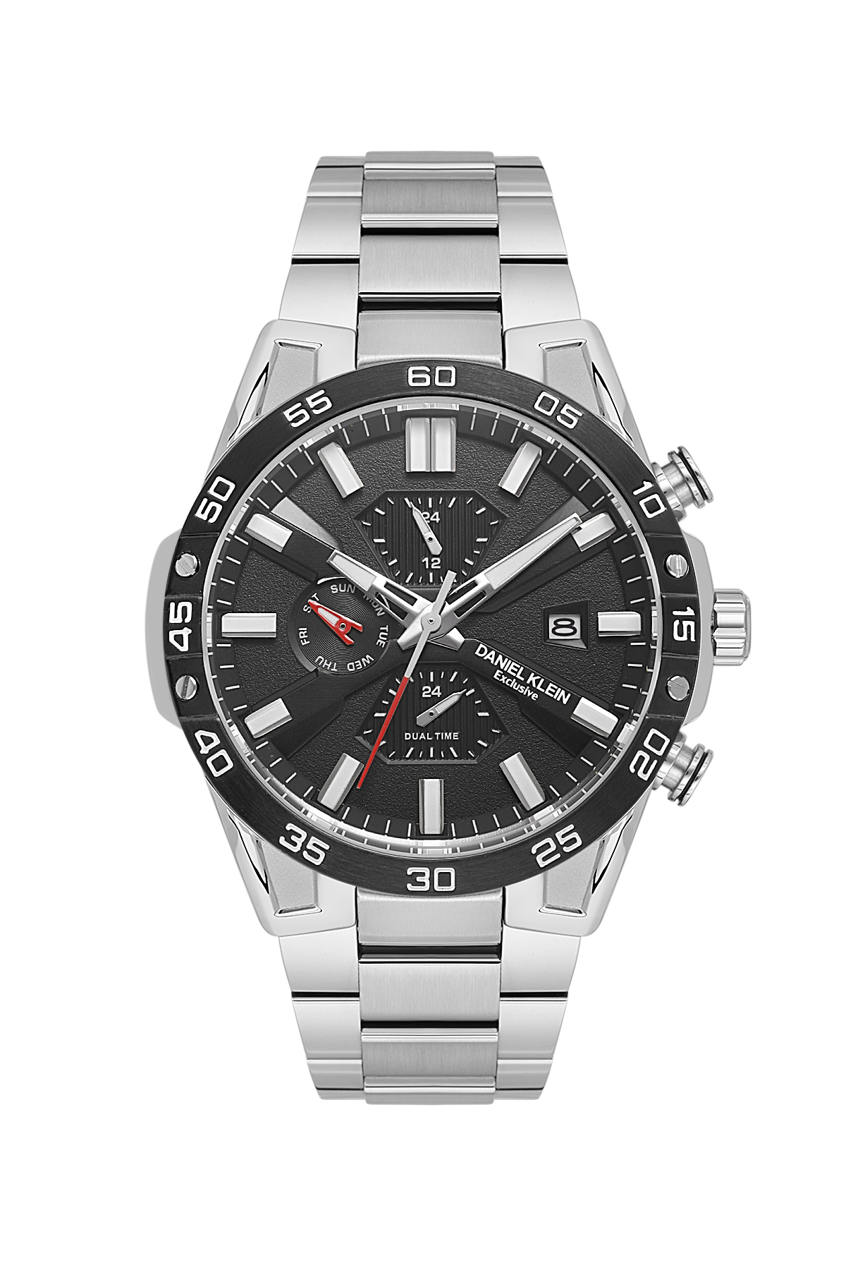 DANIEL KLEIN  DK.1.13974-1 SILVER STEEL BAND BLACK DIAL  FOR MEN