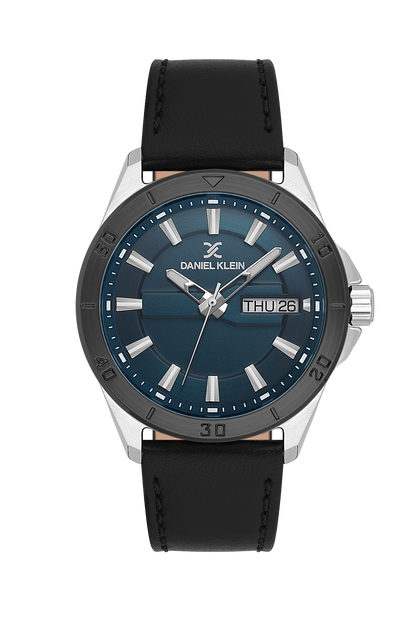 DANIEL KLEIN  DK.1.13975-3 BLACK LEATHER BAND NAVY BLUE DIAL  FOR MEN