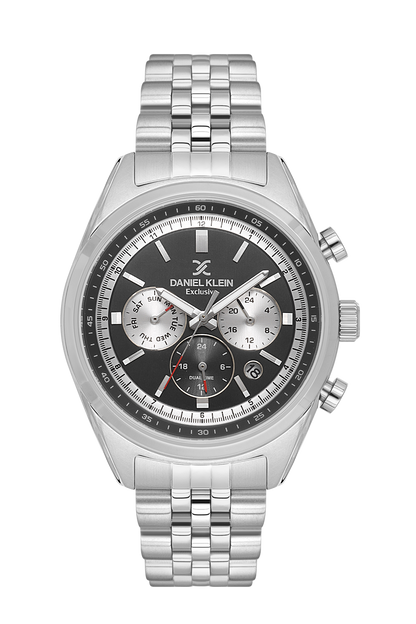 DANIEL KLEIN  DK.1.13976-1 SILVER STEEL BAND BLACK DIAL  FOR MEN