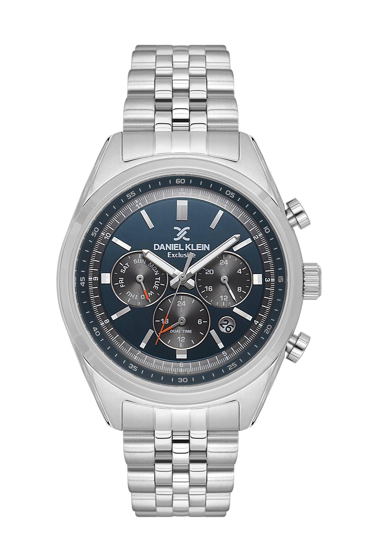 DANIEL KLEIN  DK.1.13976-3 SILVER STEEL BAND NAVY BLUE DIAL  FOR MEN