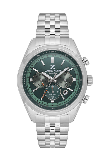 DANIEL KLEIN  DK.1.13976-4 SILVER STEEL BAND GREEN DIAL  FOR MEN