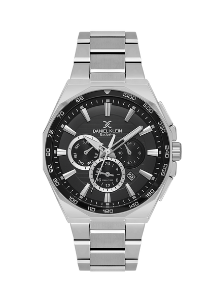 DANIEL KLEIN  DK.1.13977-1 SILVER STEEL BAND BLACK DIAL  FOR MEN