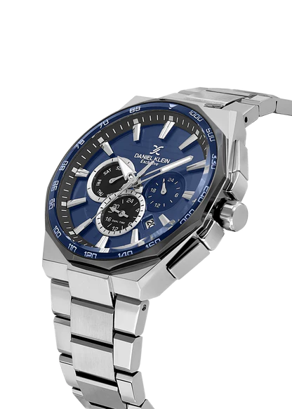 DANIEL KLEIN  DK.1.13977-2 SILVER STEEL BAND NAVY BLUE DIAL  FOR MEN