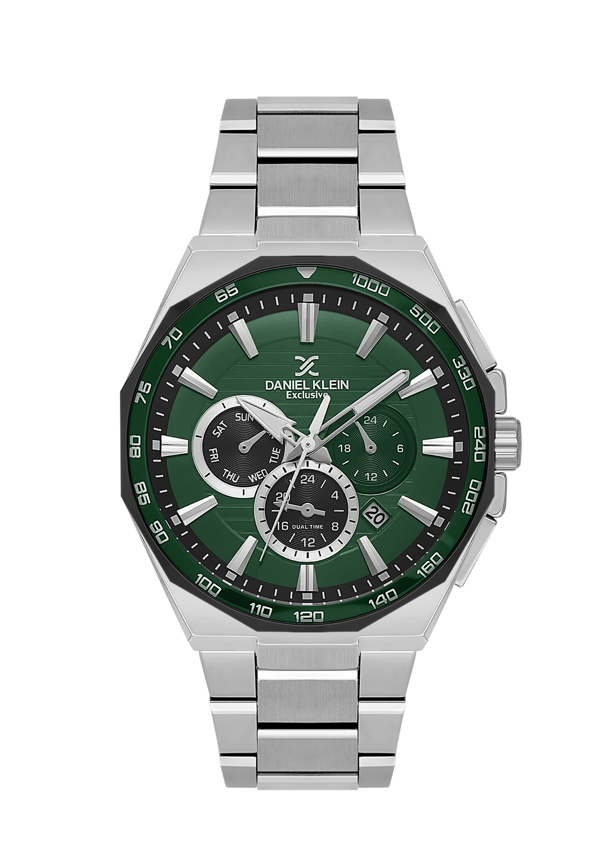 DANIEL KLEIN  DK.1.13977-3 SILVER STEEL BAND GREEN DIAL  FOR MEN