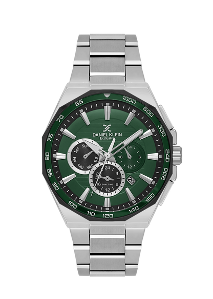 DANIEL KLEIN  DK.1.13977-3 SILVER STEEL BAND GREEN DIAL  FOR MEN