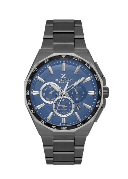 DANIEL KLEIN  DK.1.13977-4 GREY STEEL BAND NAVY BLUE DIAL  FOR MEN