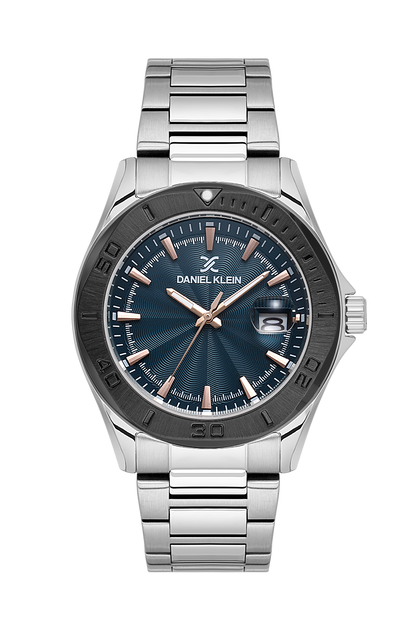 DANIEL KLEIN  DK.1.13978-4 SILVER STEEL BAND NAVY BLUE DIAL  FOR MEN