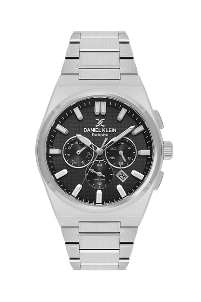 DANIEL KLEIN  DK.1.13981-1 SILVER STEEL BAND BLACK DIAL  FOR MEN