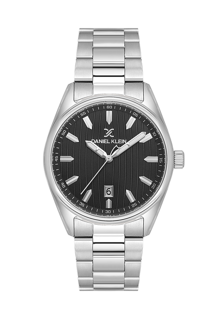 DANIEL KLEIN  DK.1.13983-1 SILVER STEEL BAND BLACK DIAL  FOR MEN