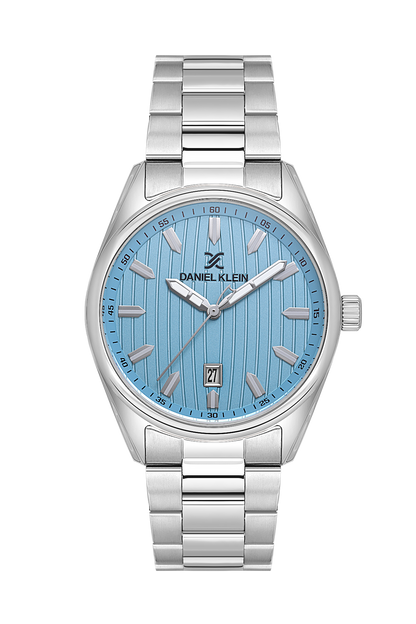 DANIEL KLEIN  DK.1.13983-3 SILVER STEEL BAND BABY BLUE DIAL  FOR MEN