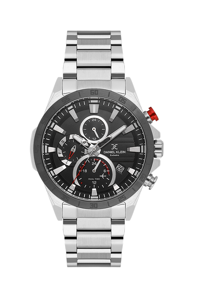 DANIEL KLEIN  DK.1.13992-1 SILVER STEEL BAND BLACK DIAL  FOR MEN