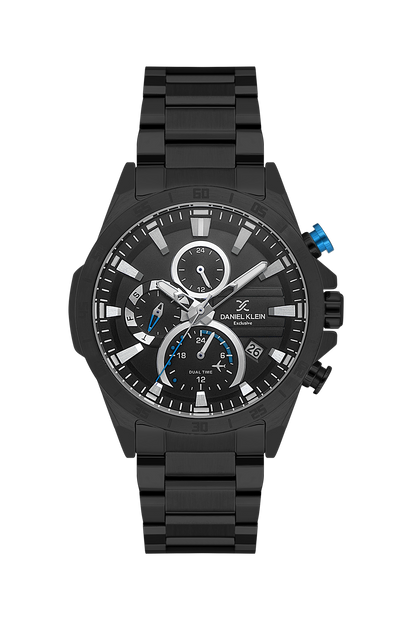 DANIEL KLEIN  DK.1.13992-5 BLACK STEEL BAND BLACK DIAL  FOR MEN