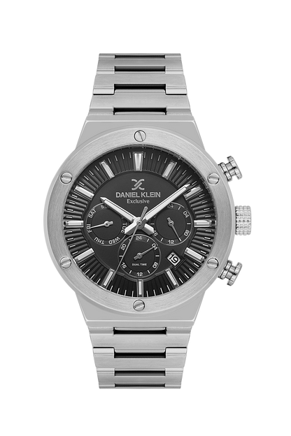 DANIEL KLEIN  DK.1.13996-1 SILVER STEEL BAND BLACK DIAL  FOR MEN
