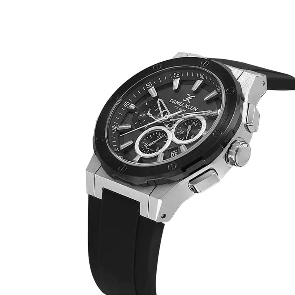 DANIEL KLEIN  DK.1.13997-1 BLACK RUBBER BAND BLACK DIAL  FOR MEN