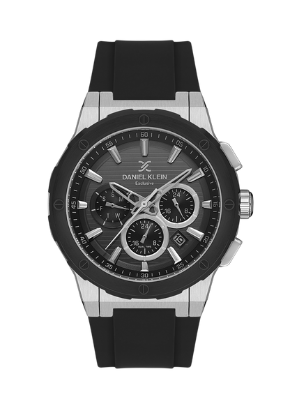 DANIEL KLEIN  DK.1.13997-1 BLACK RUBBER BAND BLACK DIAL  FOR MEN