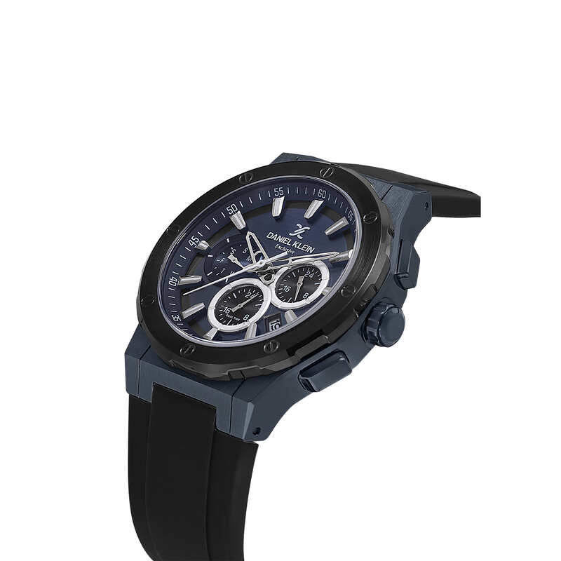 DANIEL KLEIN  DK.1.13997-5 BLACK RUBBER BAND NAVY BLUE DIAL  FOR MEN