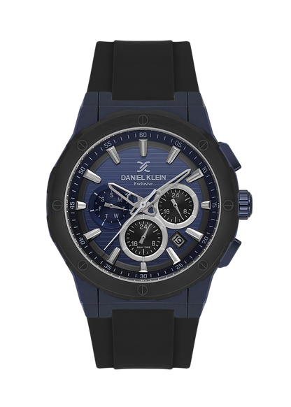 DANIEL KLEIN  DK.1.13997-5 BLACK RUBBER BAND NAVY BLUE DIAL  FOR MEN