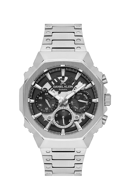 DANIEL KLEIN  DK.1.14000-1 SILVER STEEL BAND BLACK DIAL  FOR MEN