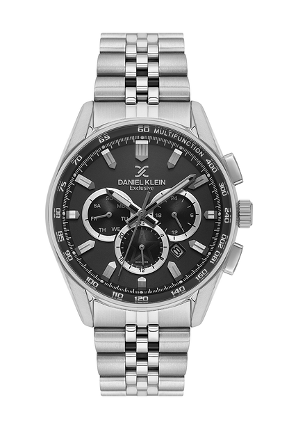 DANIEL KLEIN  DK.1.14001-1 SILVER STEEL BAND BLACK DIAL  FOR MEN