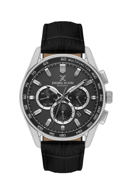 DANIEL KLEIN  DK.1.14002-1 BLACK LEATHER BAND BLACK DIAL  FOR MEN