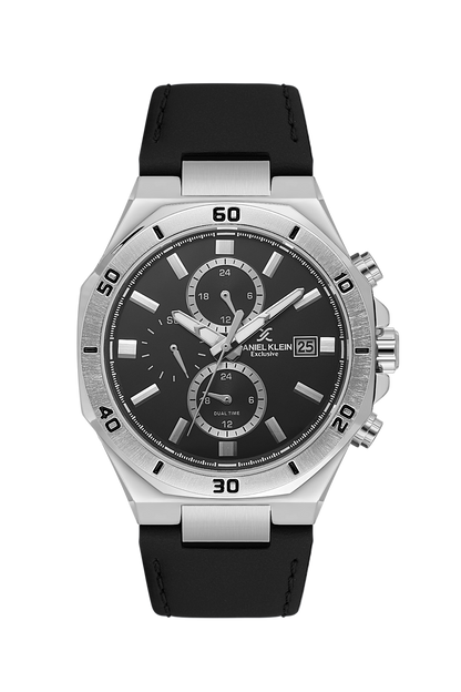 DANIEL KLEIN  DK.1.14003-1 BLACK LEATHER BAND BLACK DIAL  FOR MEN