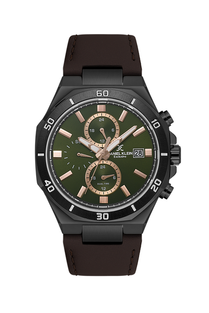 DANIEL KLEIN  DK.1.14003-4 BROWN LEATHER BAND GREEN DIAL  FOR MEN