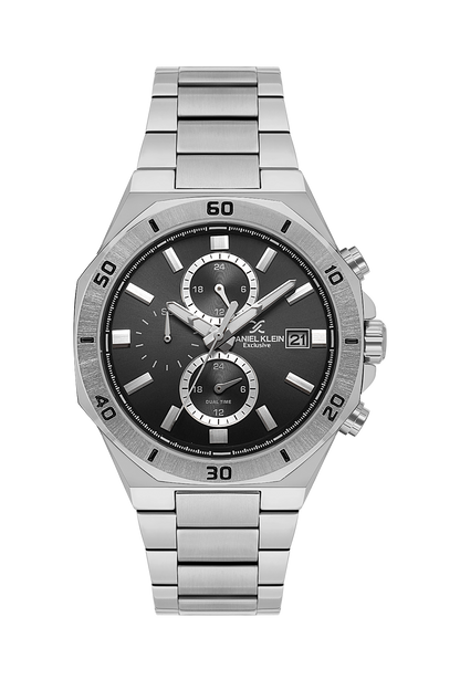DANIEL KLEIN  DK.1.14004-1 SILVER STEEL BAND BLACK DIAL  FOR MEN
