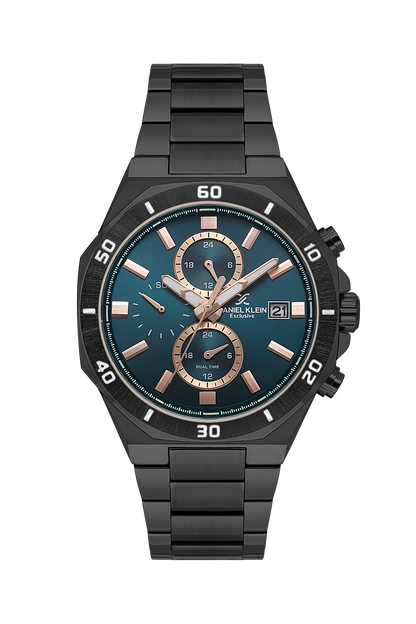 DANIEL KLEIN  DK.1.14004-5 BLACK STEEL BAND NAVY BLUE DIAL  FOR MEN