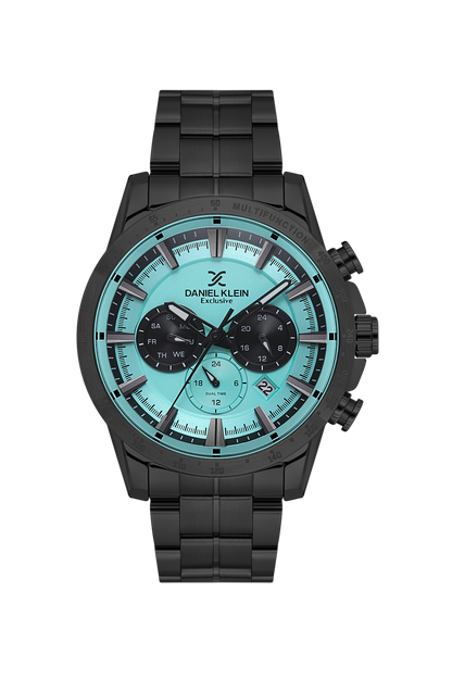 DANIEL KLEIN  DK.1.14005-2 BLACK STEEL BAND BABY BLUE DIAL  FOR MEN