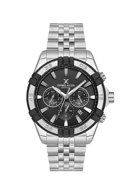 DANIEL KLEIN  DK.1.14007-1 SILVER STEEL BAND BLACK DIAL  FOR MEN