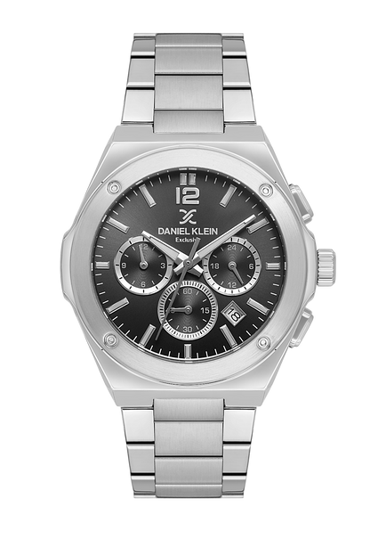 DANIEL KLEIN  DK.1.14010-1 SILVER STEEL BAND BLACK DIAL  FOR MEN