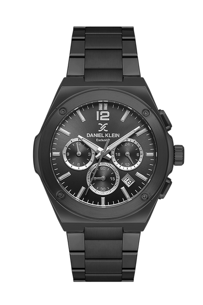 DANIEL KLEIN  DK.1.14010-5 BLACK STEEL BAND BLACK DIAL  FOR MEN