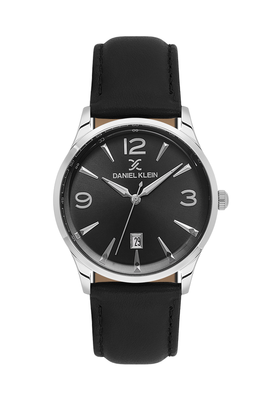 DANIEL KLEIN  DK.6.14034-2 BLACK LEATHER BAND BLACK DIAL  FOR MEN