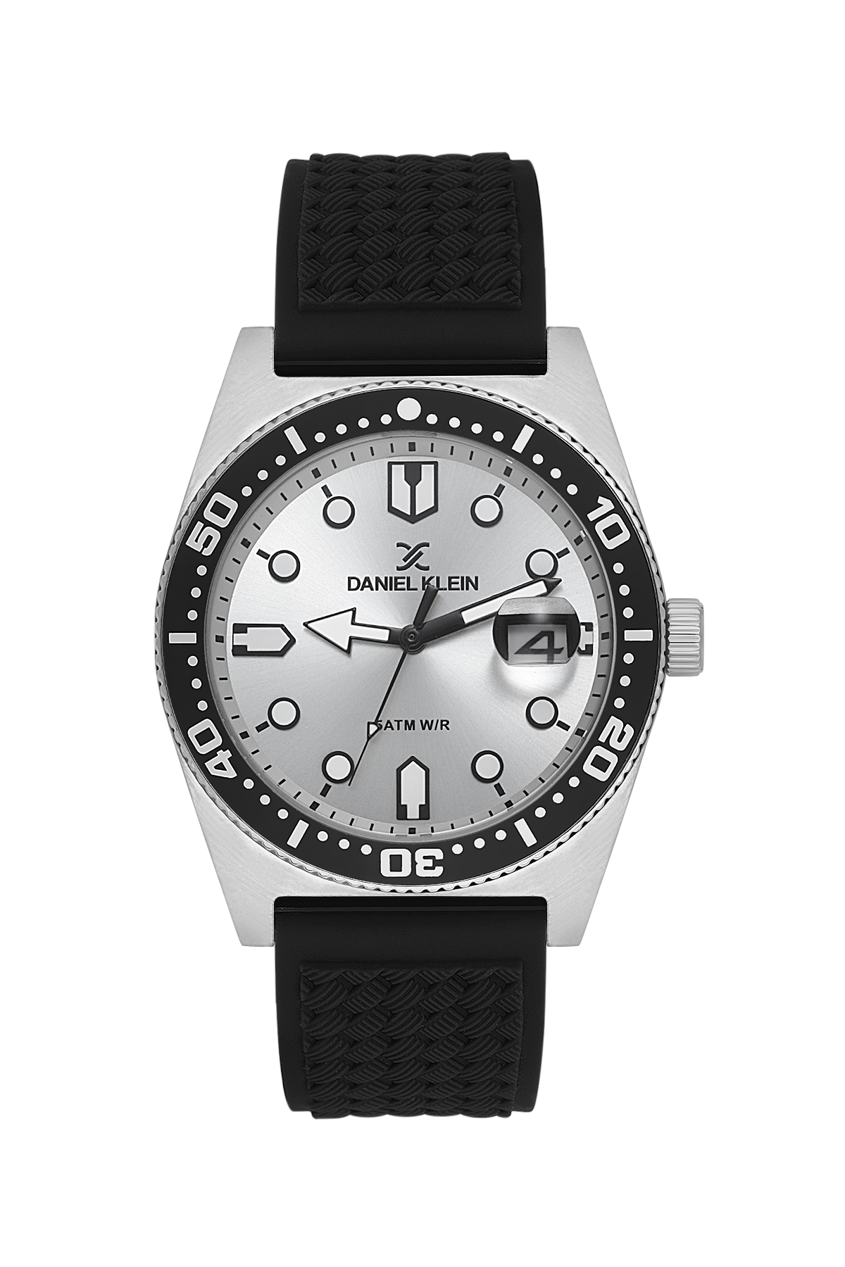 DANIEL KLEIN  DK.1.14058-1 BLACK RUBBER BAND SILVER DIAL  FOR MEN