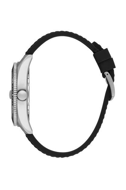 DANIEL KLEIN  DK.1.14058-1 BLACK RUBBER BAND SILVER DIAL  FOR MEN