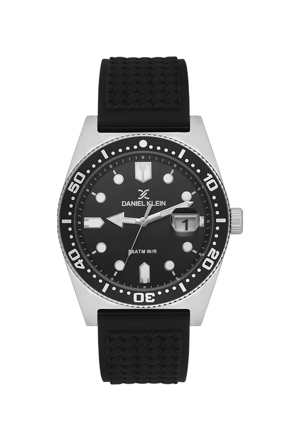 DANIEL KLEIN  DK.1.14058-2 BLACK RUBBER BAND BLACK DIAL  FOR MEN