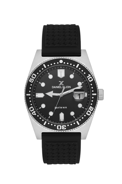 DANIEL KLEIN  DK.1.14058-2 BLACK RUBBER BAND BLACK DIAL  FOR MEN