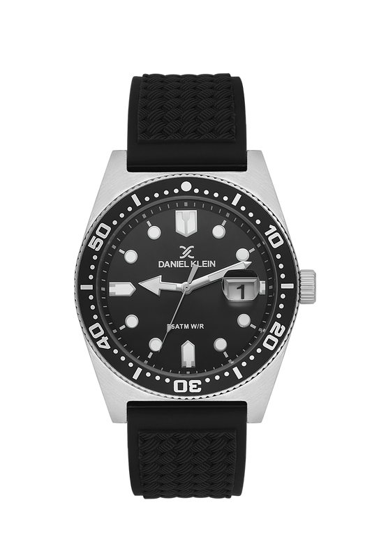 DANIEL KLEIN  DK.1.14058-2 BLACK RUBBER BAND BLACK DIAL  FOR MEN