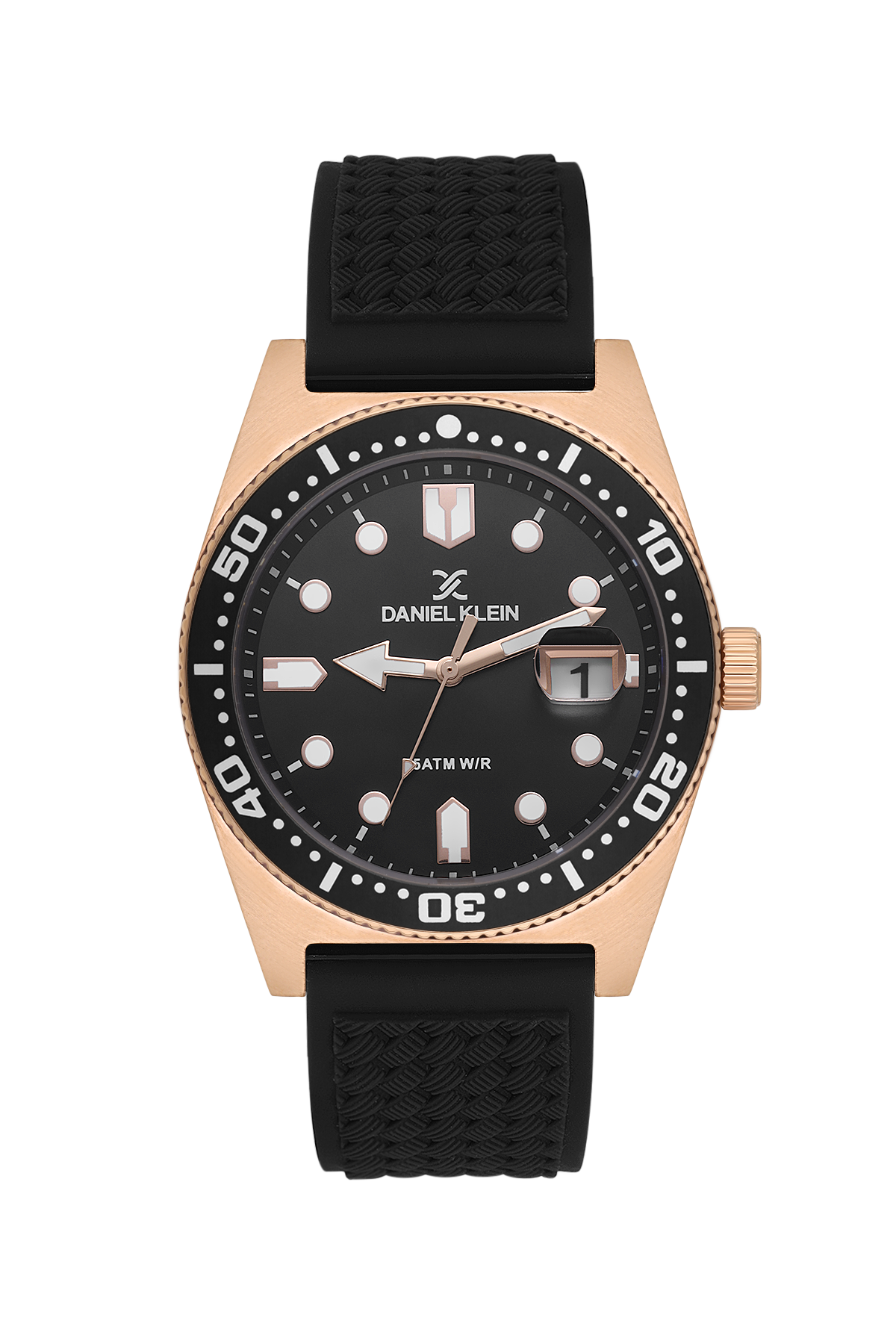 DANIEL KLEIN  DK.1.14058-6 BLACK RUBBER BAND BLACK DIAL  FOR MEN