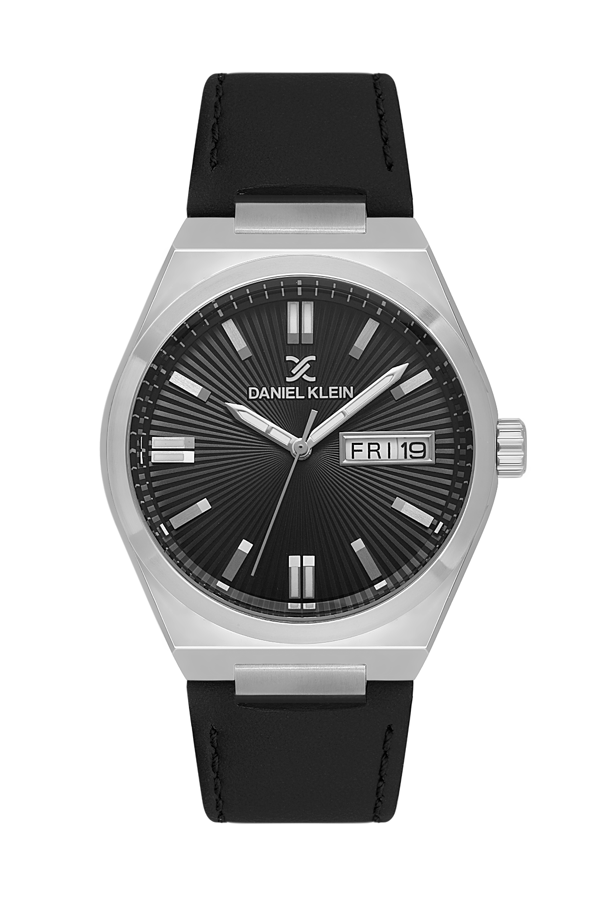 DANIEL KLEIN  DK.1.14059-1 BLACK LEATHER BAND BLACK DIAL  FOR MEN
