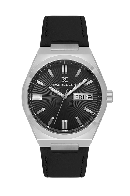 DANIEL KLEIN  DK.1.14059-1 BLACK LEATHER BAND BLACK DIAL  FOR MEN