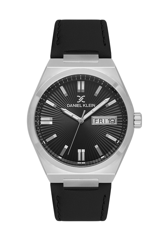 DANIEL KLEIN  DK.1.14059-1 BLACK LEATHER BAND BLACK DIAL  FOR MEN