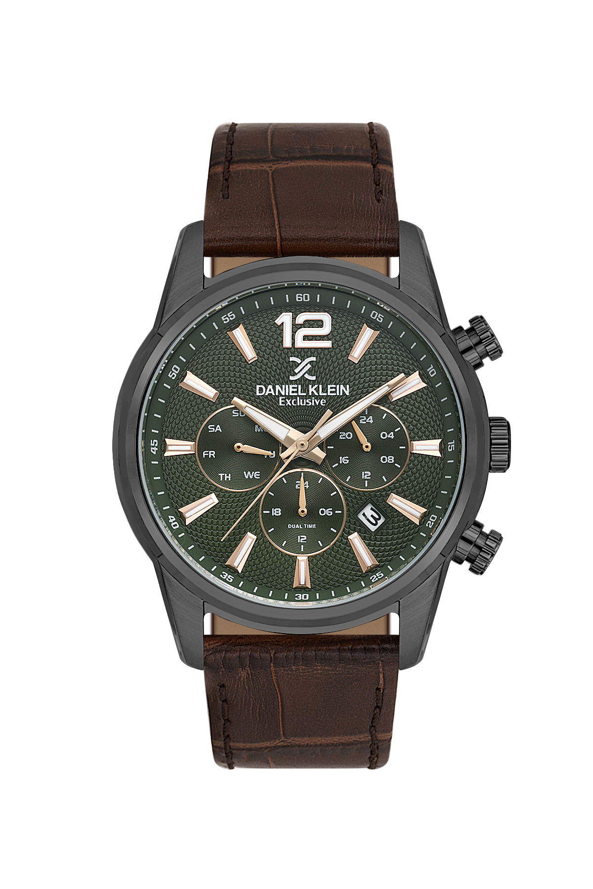 DANIEL KLEIN  DK.1.14063-5 BROWN LEATHER BAND GREEN DIAL  FOR MEN
