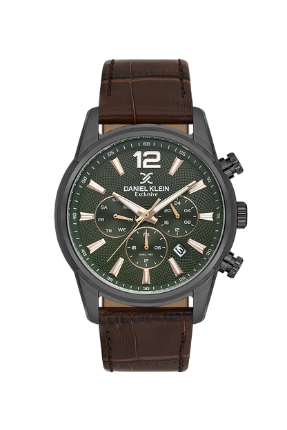 DANIEL KLEIN  DK.1.14063-5 BROWN LEATHER BAND GREEN DIAL  FOR MEN